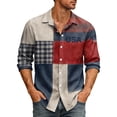thumbnail image 2 of Domuza July Of 4th Shirts for Men Usa Flag Pattern Casual Lapel Button Down Long Sleeve Shirts 2026 Summer Fashion Comfy Loose Fit Tops Blue L, 2 of 4