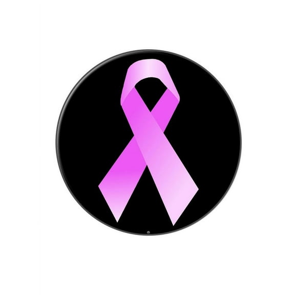 Breast Cancer Pink Ribbon on Black Lapel Hat Pin Tie Tack Large Round