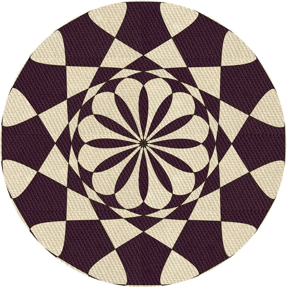 Ahgly Company Indoor Round Patterned Deep Peach Orange Area Rugs, 4' Round