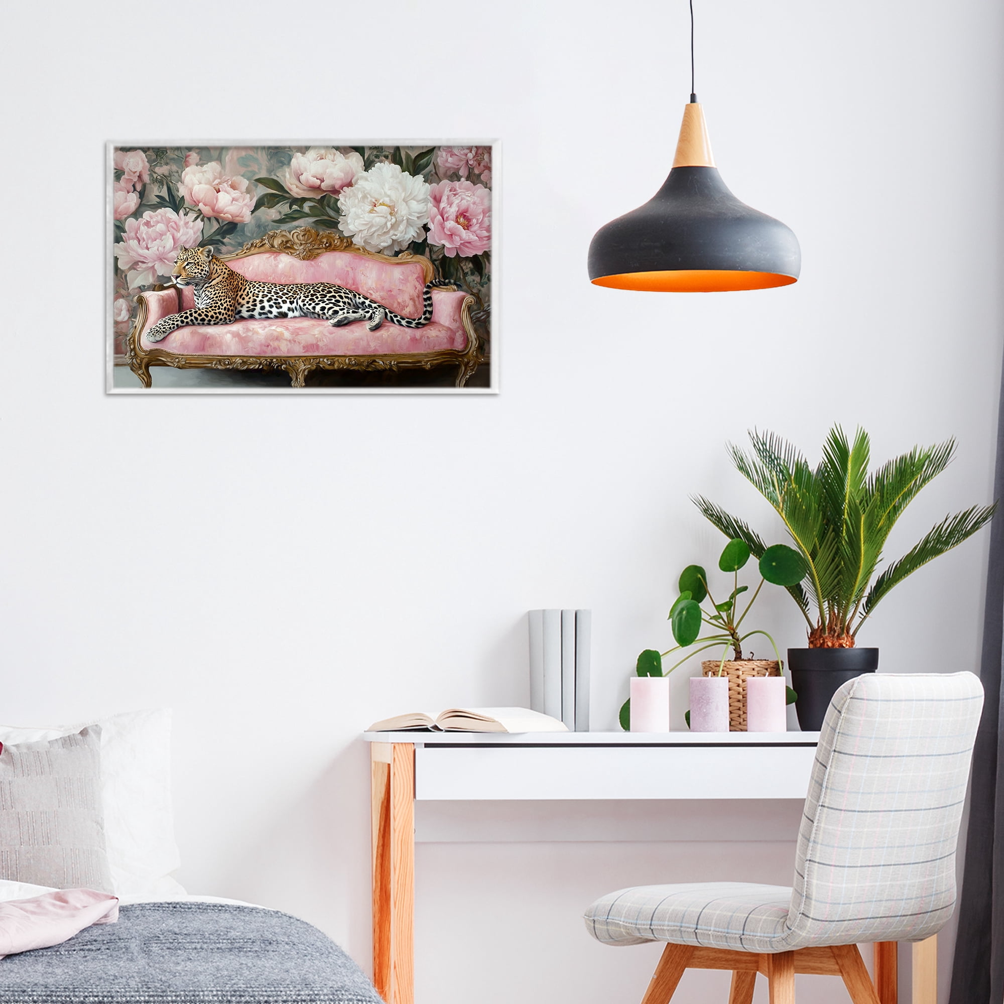 Stupell Industries Where The Leopard Dreams White Framed Giclee Art, design by Tina LeCour