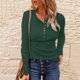 thumbnail image 2 of Mujeres Sexy Color sólido Encaje Costura Manga larga Cuello redondo Camisas Blusa Tops Pompotops gfhjh14980, 2 of 8