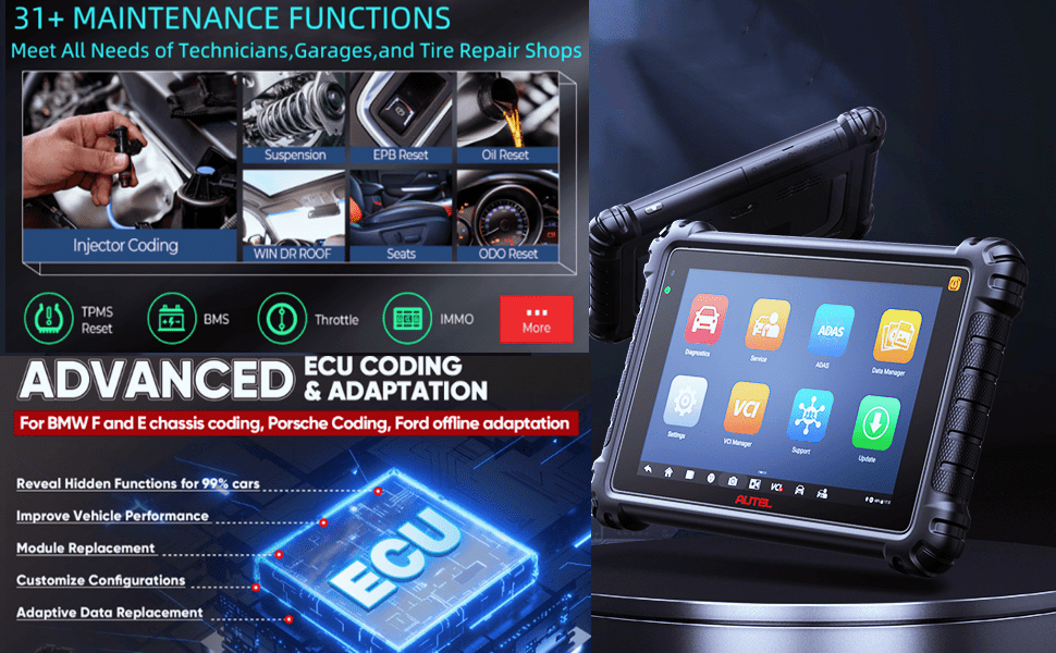 Autel MaxiSYS MS906 Pro-TS OBD2 System Diagnostic Tablet Full TPMS Function Bi Directional Control ECU Coding for BMW for Audi 26 Service Reset BMS Cloud Service Remote Expert Better MS906 MS906BT