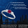 thumbnail image 2 of Gem Stone King 925 Sterling Silver Red Created Ruby and White Zirconia Engagement Ring for Women | 1.10 Cttw | Round 5MM | Gemstone July Birthstone | Size 5, 2 of 6