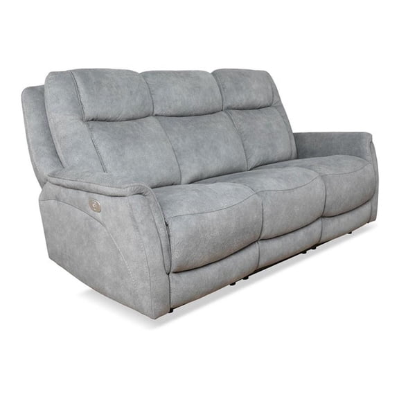 Pemberly Row Contemporary Fabric Power Zero Gravity Sofa in Hudson Gray