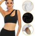thumbnail image 4 of Women One Shoulder Sports Bra One Strap Bra Sports Tank Tops for Yoga Gym Running Workout, Black, L, 4 of 8