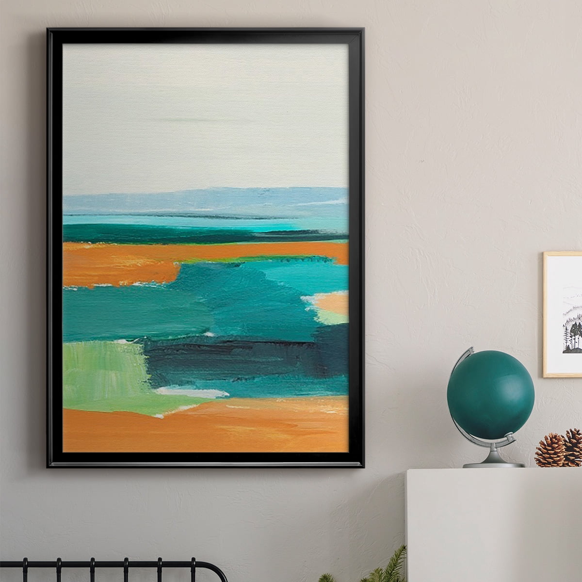 Aqua and Orange I Premium Framed Print, in Gold, Black, or Silver - Ready to Hang