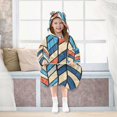 thumbnail image 7 of FORMRS Wearable Blanket Hoodie with Sleeves for Kids Cozy Flannel Sweatshirt, Blue Geometric, 7 of 7