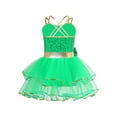 thumbnail image 4 of CHICTRY Kids Girls Christmas Sequins Bow Camis Dress Sleeveless Skating Tutu Leotard Carnival Party Performance Costume Green 4, 4 of 7