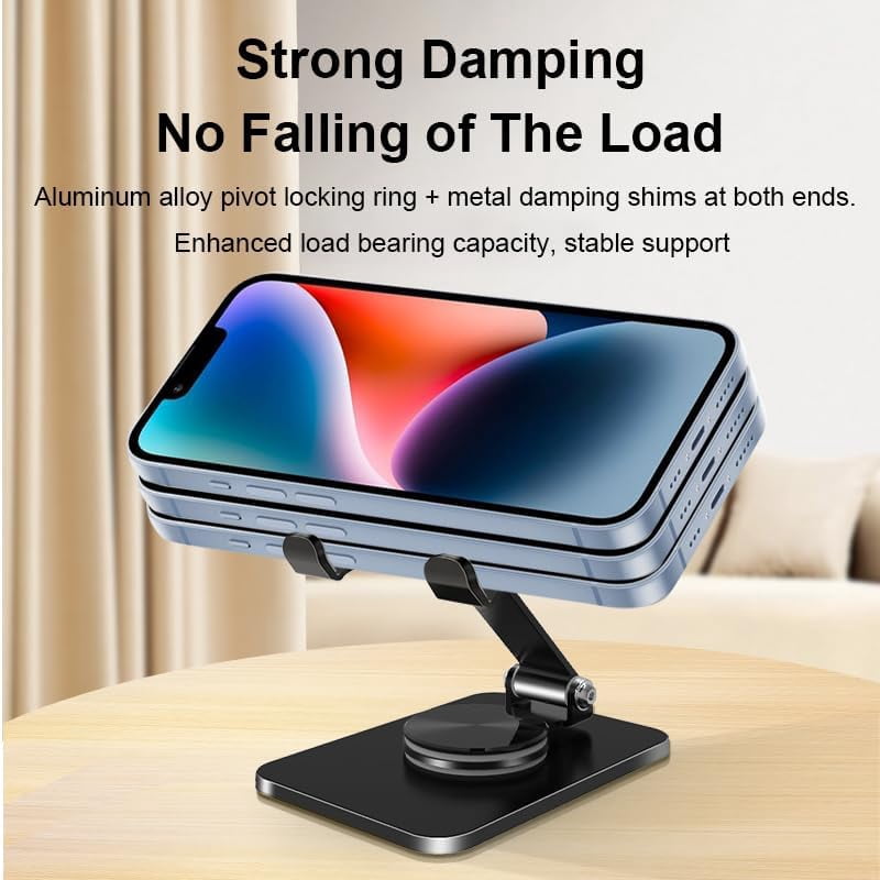 NEOYFC for  Phone Stand with 360 Rotating Base Portable Foldable Carbon Steel Material Desktop Cellphone Stand Fits All Smart Phones-Black
