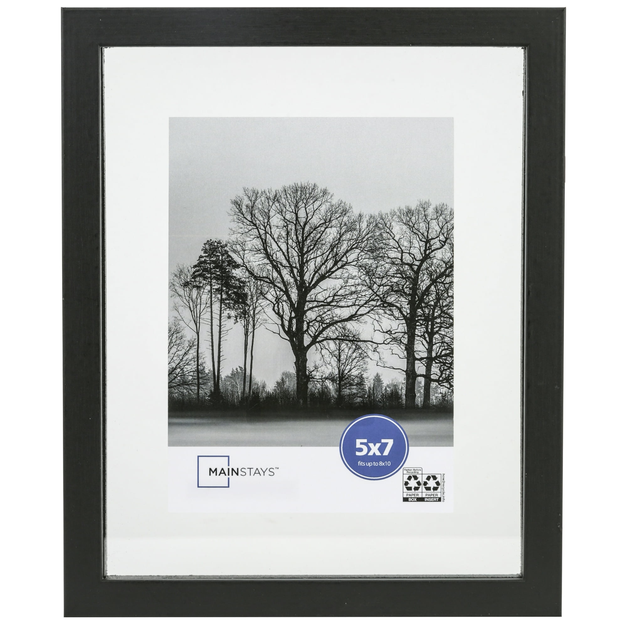 Mainstays Linear Float Picture Frame, Black, 8 x 10, Matted for 5 x 7 Photo