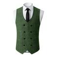 thumbnail image 2 of VBTAPA Men's Double-Breasted Suit Vest Business Casual Tops Herringbone Pattern Waistcoat for Wedding Tuxedos Green S, 2 of 7