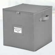 Hold N' Storage Christmas Ornaments Storage Box Polyester with Zipper, up to 64 -3 Ornaments - Gray