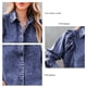 thumbnail image 5 of Camisa vaquera Cuello vuelto Botones en el pecho Puff Manga larga Chaqueta vaquera elegante de moda, 5 of 6