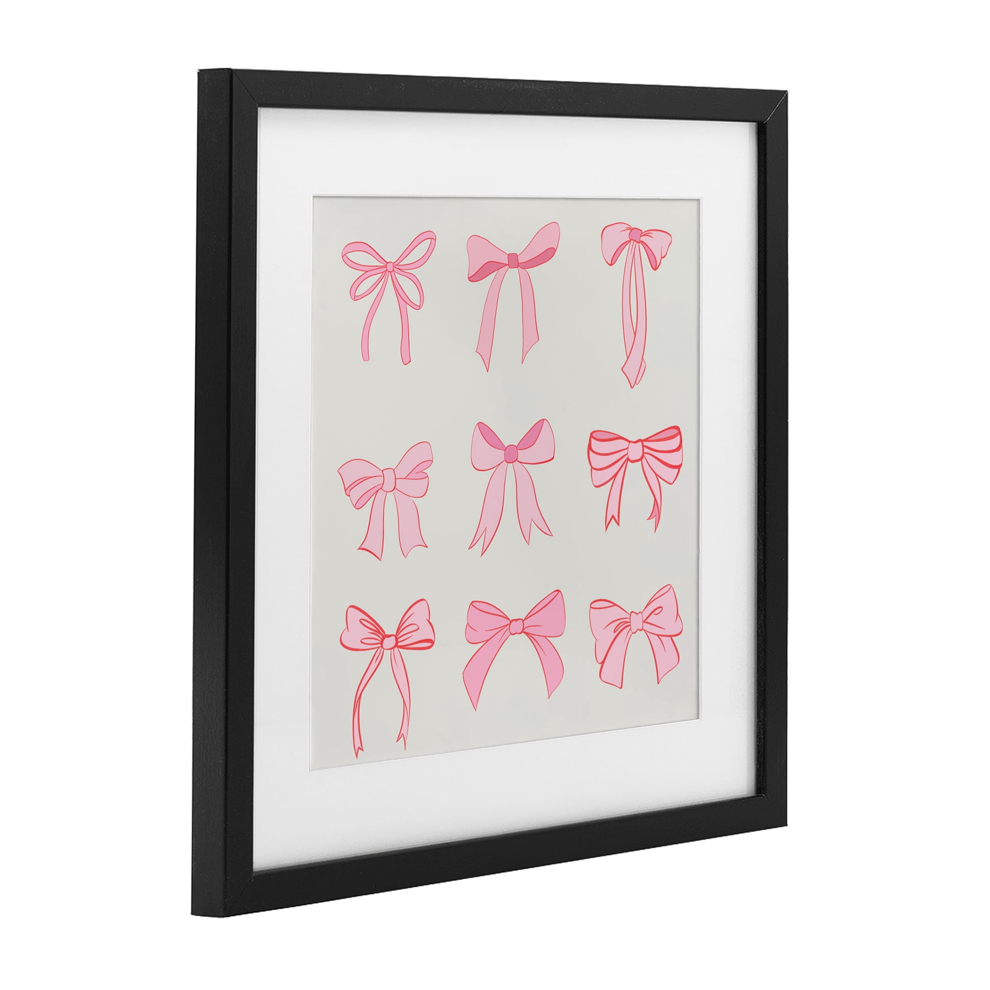 Stupell Industries Pink Coquette Ribbons Black Framed Print Under Glass, design by Emily Navas