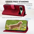 thumbnail image 3 of ELEHOLD Case for Google Pixel 8A, Premium PU Leather Wallet Flip Case Folio Cover with Card Holder Kickstand,Red, 3 of 5