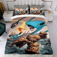 thumbnail image 4 of Los Cuatro Fantásticos Conjunto de sábanas temático, trío de piezas, cómodo y amigable con la piel, diseño único, regalo de decoración para el hogar para familiares, amigos y fans, 90 cm * 190 cm, 4 of 6