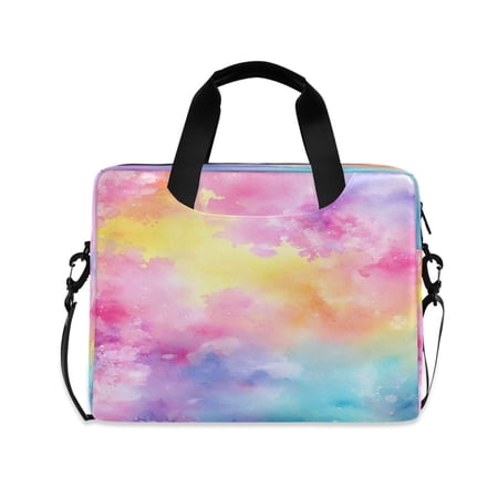 16 Laptop Briefcase for Work Travel Laptop Shoulder Bag Carrying Handbag Laptop Case Pastel Rainbow Flowers