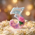 thumbnail image 5 of Number 3 Birthday Candle, 1St Birthday Cake Topper, 3 In, Floral Birthday Decorations, Pink Birthday Decor, Glitter Sequin Finish, Third Birthday Confetti, 1 Pc, 5 of 6