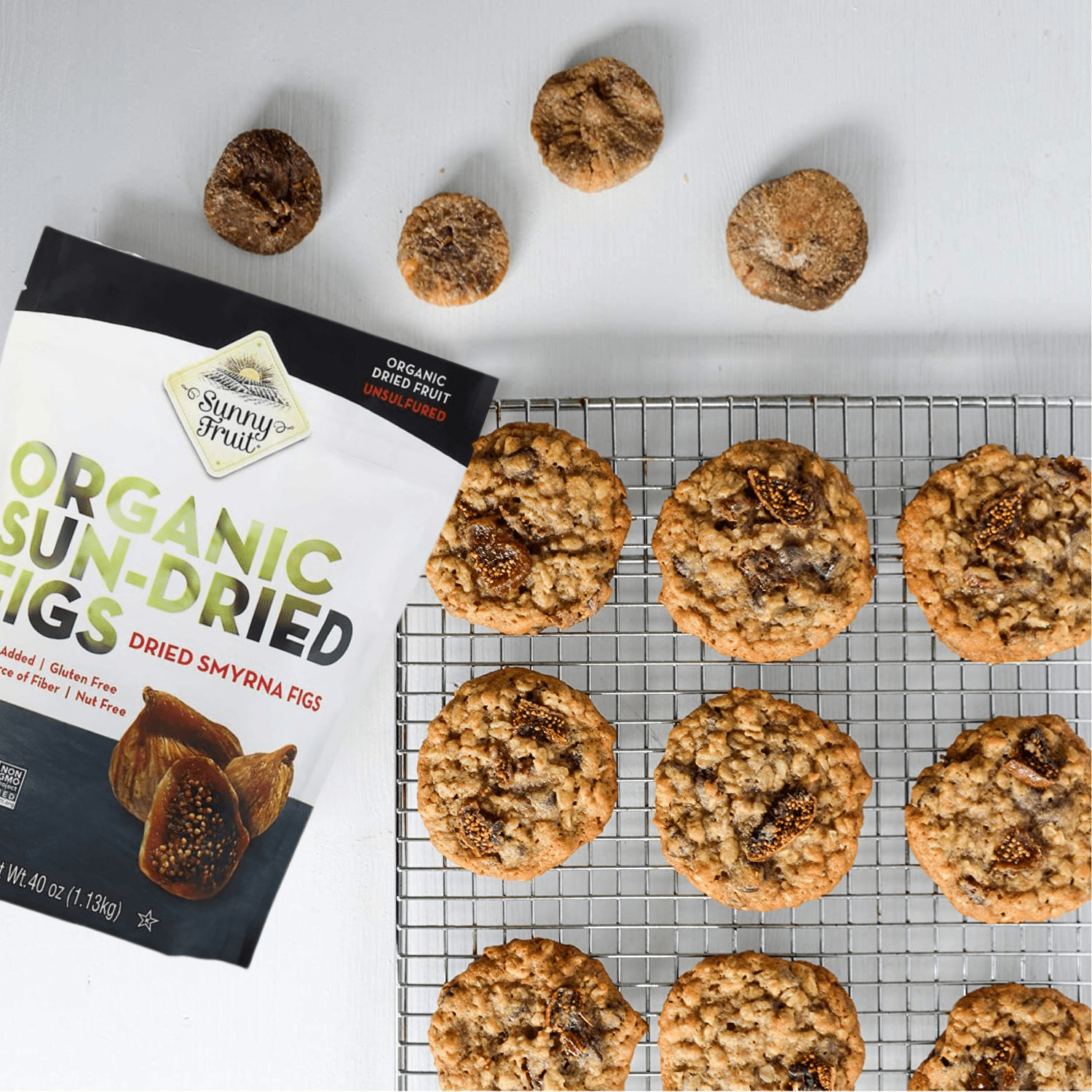 ORGANIC Dried Smyrna Figs -Sunny Fruit 40oz Resealable Bag Tender & Juicy - NO Added Sugars, Sulfurs, or Preservatives Dried Gourmet Fruits  for Baking Smoothies Gift Basket & On the Go Snacking