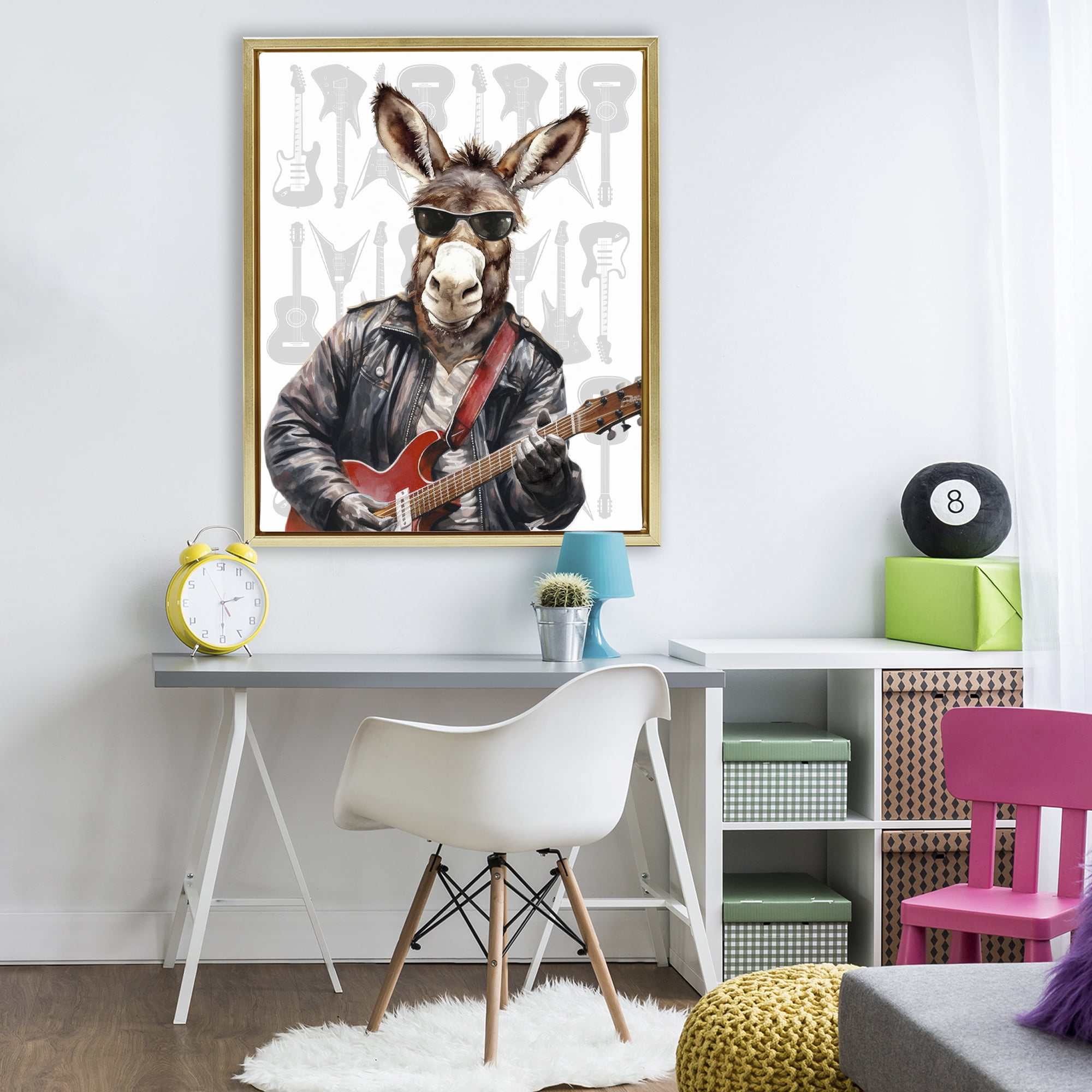 Stupell Industries Performing Musician Donkey Gold Framed Floater Canvas Wall Art, design by CAD Designs