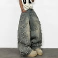 thumbnail image 3 of Mrmall Mens Baggy Wide Leg Jeans Hip Hop Y2K Denim Jeans Streetwear, 3 of 6