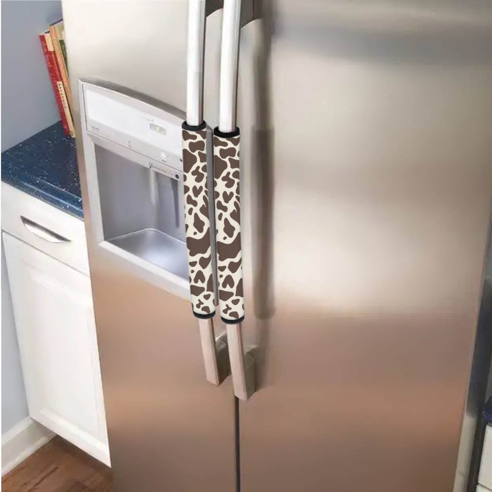 SEANATIVE Refrigerator Door Handle Covers Set of 6 Electric Appliance Handle Gloves for Fridge Microwave Stove Dishwasher for Home Kitchen Decor and Accessories, Cow Print Brow