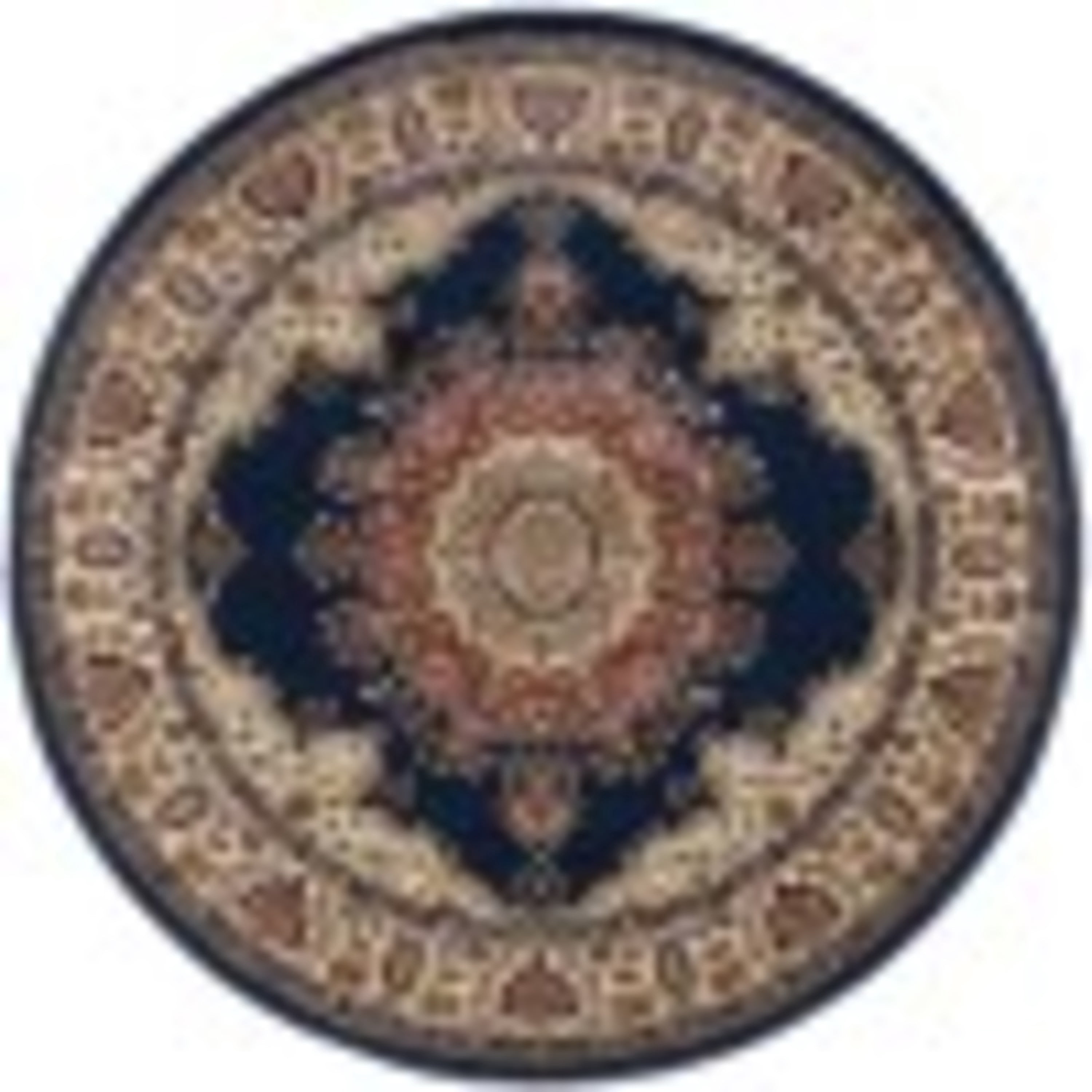 Sensation Transitional 8' Round Navy and Beige Polypropylene Indoor Area Rug