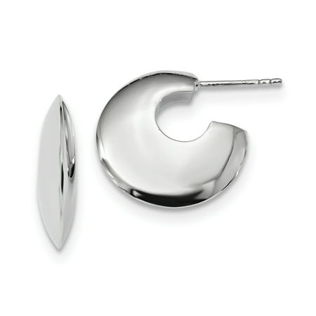 Sterling Silver Rhodium-plated Post Hoop Earrings