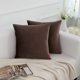 thumbnail image 2 of Rainroad Fundas De Almohada Decorativas De Terciopelo, Funda De Cojín Para Sofá, Cama, Silla, Cojines Cuadrados Suaves De Color Marrón, 18.0 X 18.0 In, Juego De 2, 2 of 5