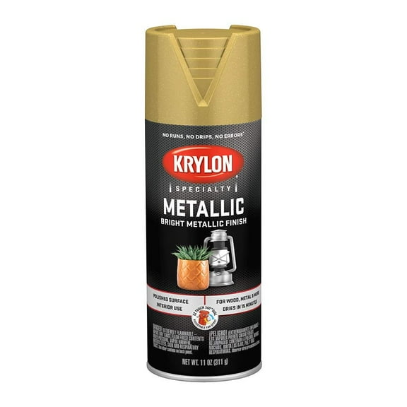 Krylon Metallic Spray Paint - Durable, Fast Drying, Bright Gold - 12 Ounce