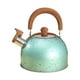 thumbnail image 1 of Hervidor de agua con silbato de acero inoxidable, hervidor de agua de gran capacidad, fondo plano para cocina de inducción de gas, hervir agua, 2L, verde, 1 of 10