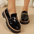 thumbnail image 2 of Black Platform Loafers for Women - Women's Slip-On Faux Leather Loafers, Chunky Comfort Shoes for Work & Dressy Occasions Size 36-43 Black, 2 of 5