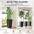 thumbnail image 3 of Outsunny 22.8 Inch Outdoor Planters, Set of 3 Plastic Flower Pots with Stone Finish and Wheels, Stackable Tapered Planters with Drainage Hole, Black, 3 of 9
