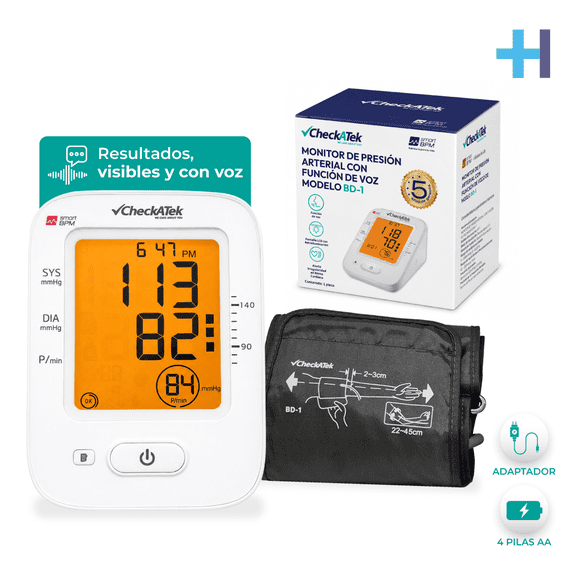 Baumanometro Digital CheckAtek BD-1 con Voz Monitoreo Preciso y Práctico en Casa