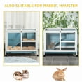 thumbnail image 2 of Dog Beds PawHut Indoor Rabbit Hutch with Wheels, Desk and Side Table Sized, Wood Rabbit Cage, Waterproof Small Rabbit Cage, Light Blue,Cat Beds, 2 of 10