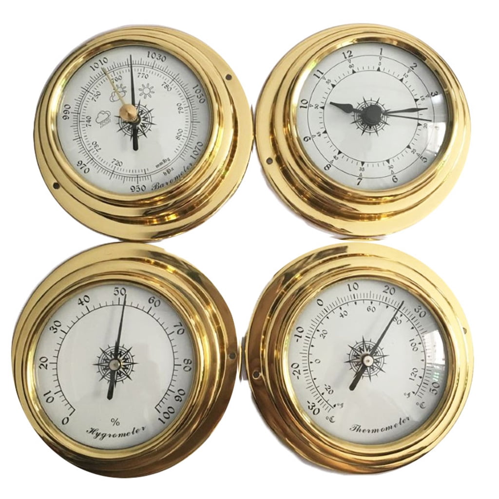 HEMLBOYW 4 Inches 4 PCS/set Hygrometer Watches Clock for Shell Marine for