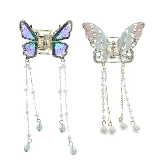 Unique Bargains 2pcs Hair Clip Classic Butterfly Tassel Metal Hair Clip Elegant Cute Hair Accessories for Women