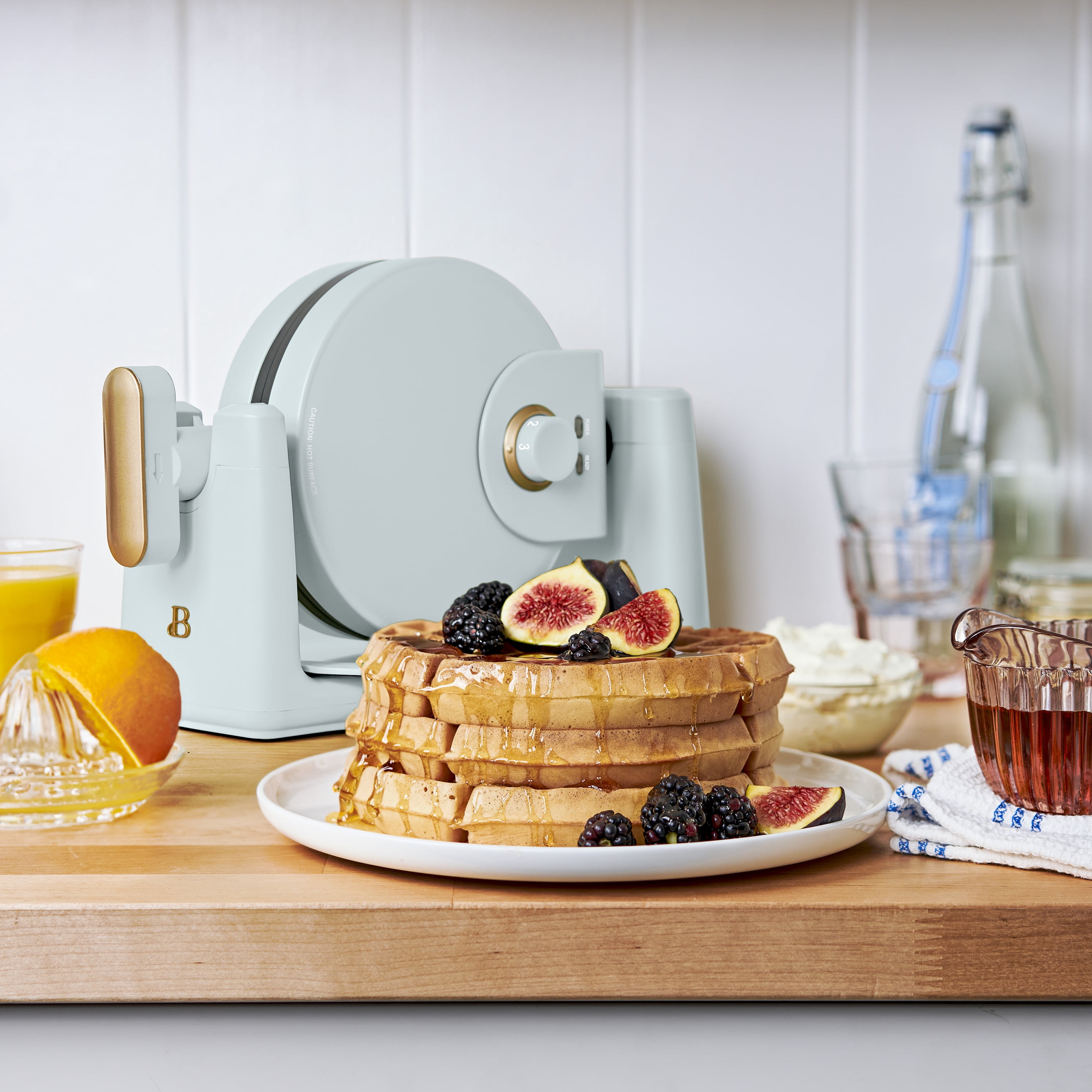 Beautiful Rotating Belgian Waffle Maker, Hydrangea by Drew Barrymore