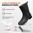 thumbnail image 3 of HISEA Women's Waterproof Mid-Calf Rain Boots, Lightweight, Slip-Resistant, Comfortable with Foam Insole,Black,Size 6, 3 of 5