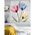thumbnail image 3 of Colorful Tulips Sheer Curtains 63 Inches Long 2 Panels Abstract Flowers Light Filtering Semi Sheer Window Curtains Drapes for Bedroom Living Room 52"x63", 3 of 7