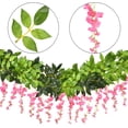 thumbnail image 6 of Viworld 4 Pcs Artificial Flowers Wisteria Garland Silk Wisteria Vine Rattan Hanging Flower Greenery Garland with Ivy Leaves for Home Garden Outdoor Wedding Arch Floral Decor, 6.6 Feet (Pink), 6 of 9