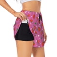 thumbnail image 2 of Bixox Women's Strawberry Floral pattern 2 in 1 Running Shorts - Lightweight Athletic Workout Gym Yoga Shorts Liner with Pockets - Small, 2 of 7