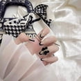 thumbnail image 3 of Nude French Press on Nails Coffin Longitud media Black Bow Fake Nails, Full Cover Ballerina Faux Acrylic Nails Zhivalor HMYH844, 3 of 4