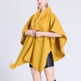thumbnail image 3 of Cape Châle Tricotée Couleur Unie, Col Faux Élégant pour Femmes, 3 of 5