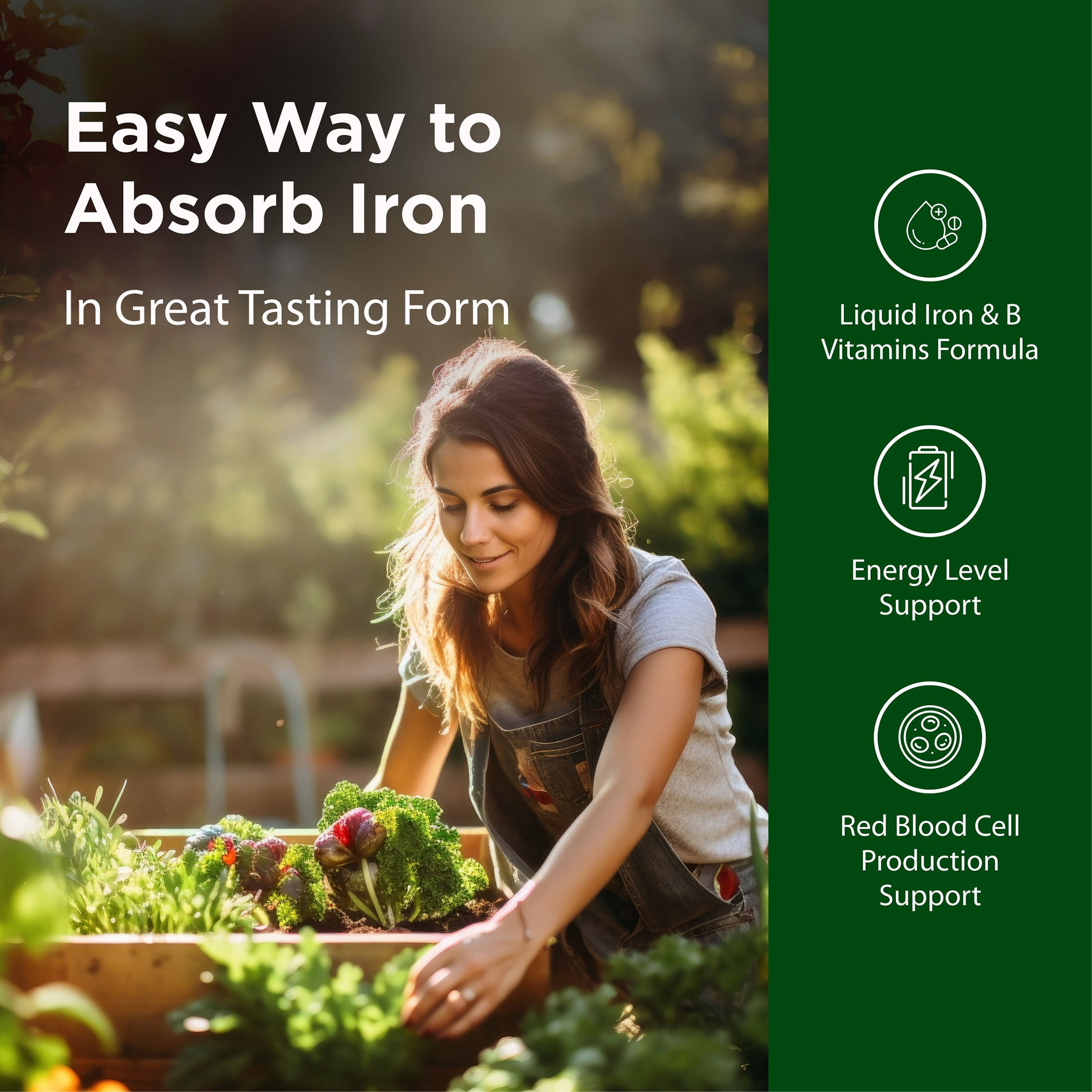 Flora Iron with B-Vitamin Complex - Non-Constipating, Highly Absorbable - Vitamin-B & Liquid Iron - Vegan Supplement - Gluten Free, 7.7-fl oz. Glass Bottle