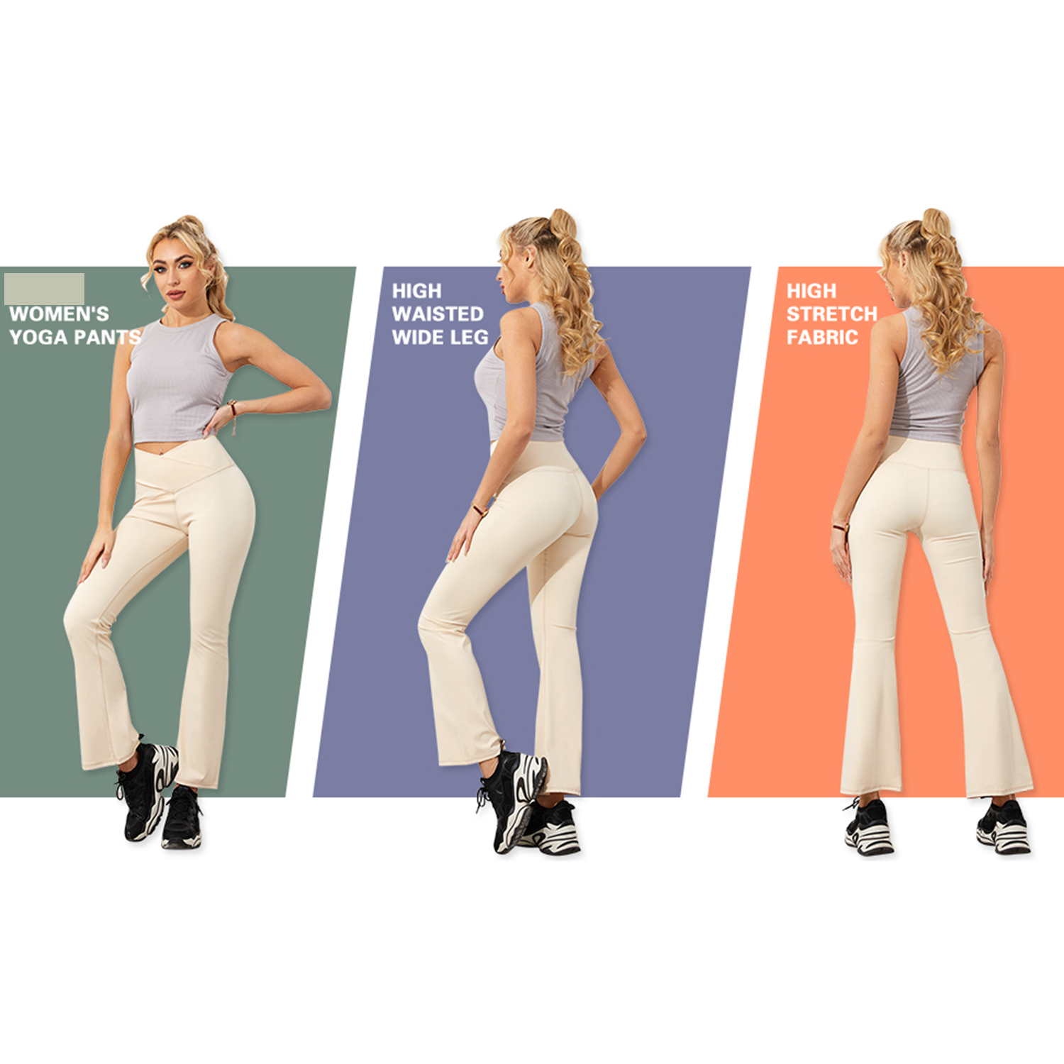 rrhss Women's Crossover High Waisted Bootleg Yoga Pants Gym Workout Wide  Leg Flare Pants Bootcut Work Pants Dress Pants 