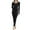 Black, variant on Crewneck Long Thin Thermal Underwear Solid Color Top Bottom Set