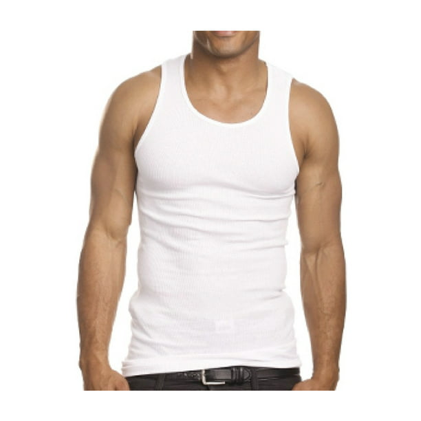 3 Mens A-Shirt Cotton Ribbed Tank Top Undershirt Gym White - Walmart.com