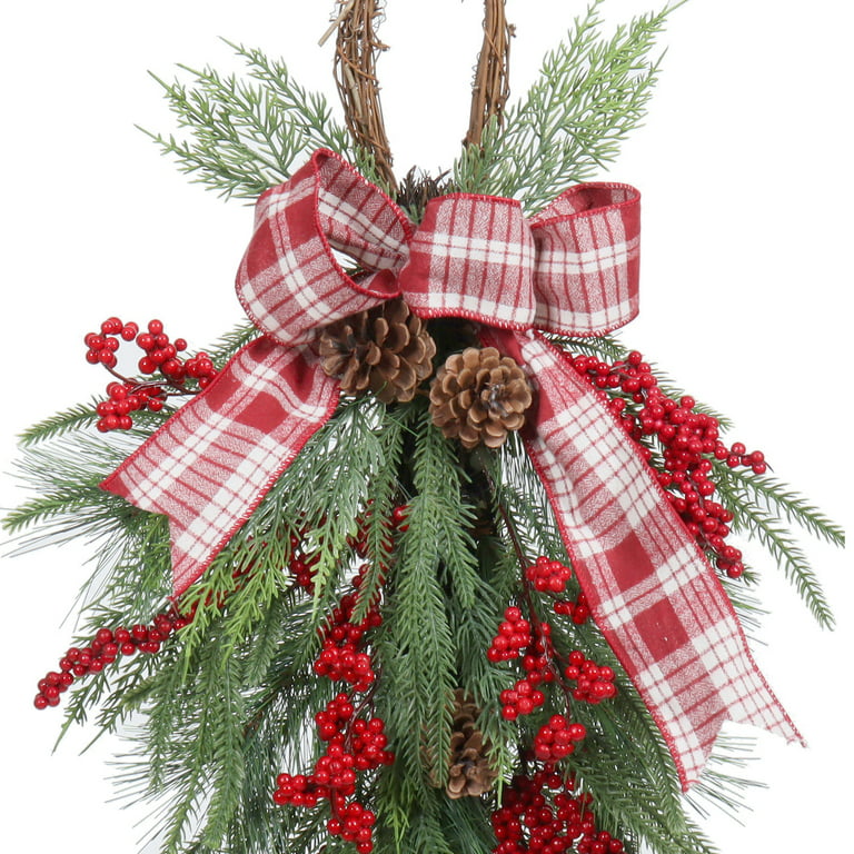 Red berry & mixed pine Christmas swag - Crested Perch