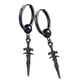 thumbnail image 3 of Aretes Hugo estilo vintage Huggie acero inoxidable Plata negro, 3 of 10